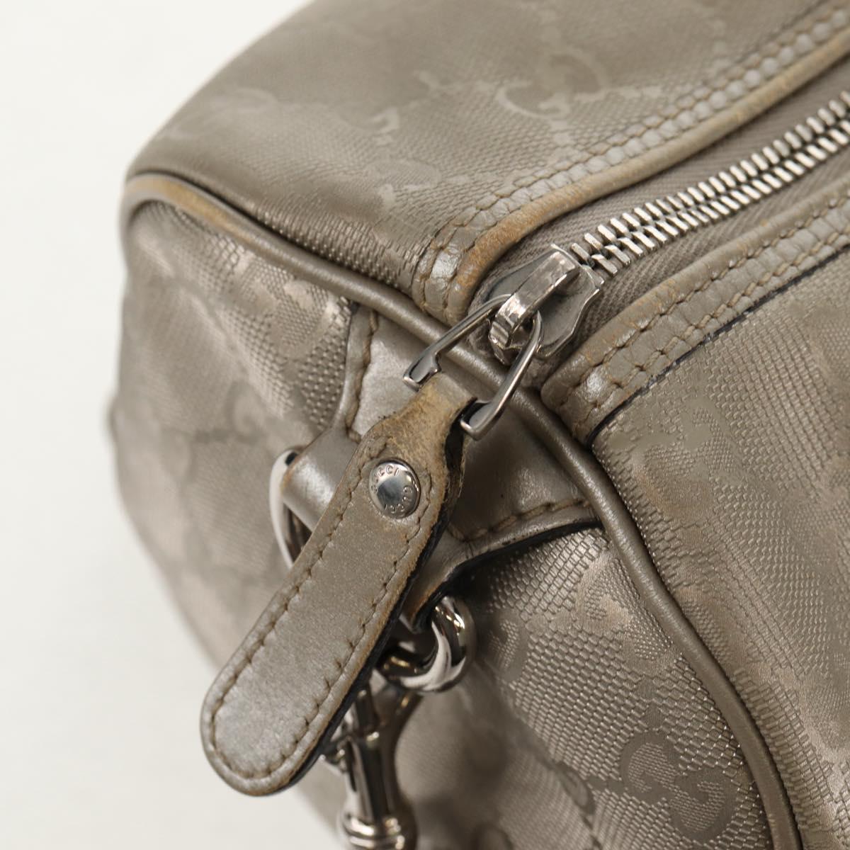 GUCCI GG Implementation Boston Bag PVC 2way Silver 203696 Auth 148000