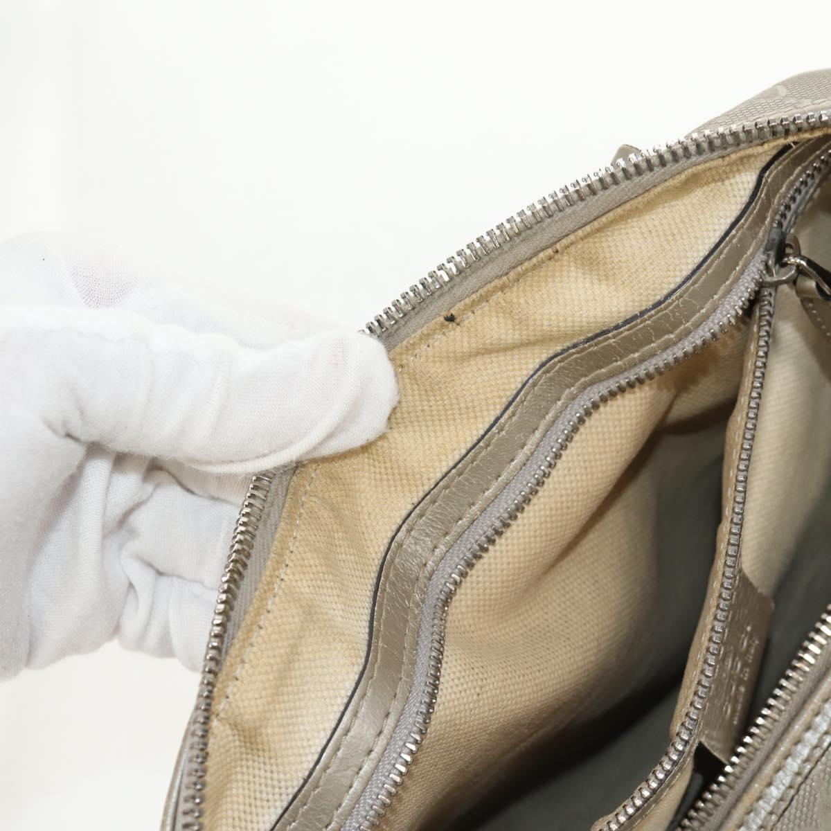 GUCCI GG Implementation Boston Bag PVC 2way Silver 203696 Auth 148000