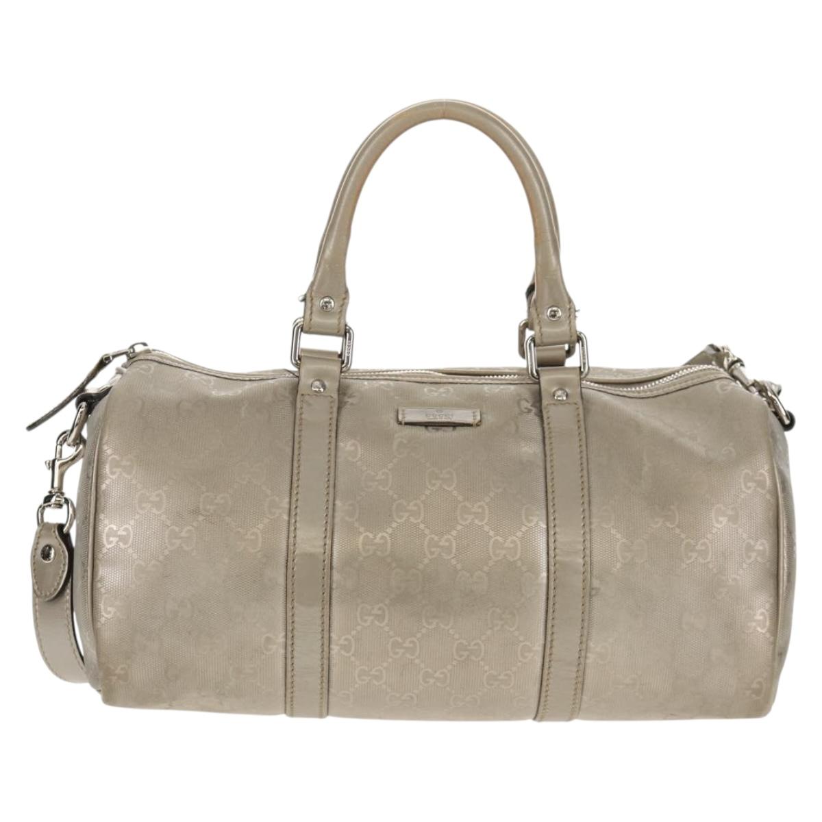 GUCCI GG Implementation Boston Bag PVC 2way Silver 203696 Auth 148000