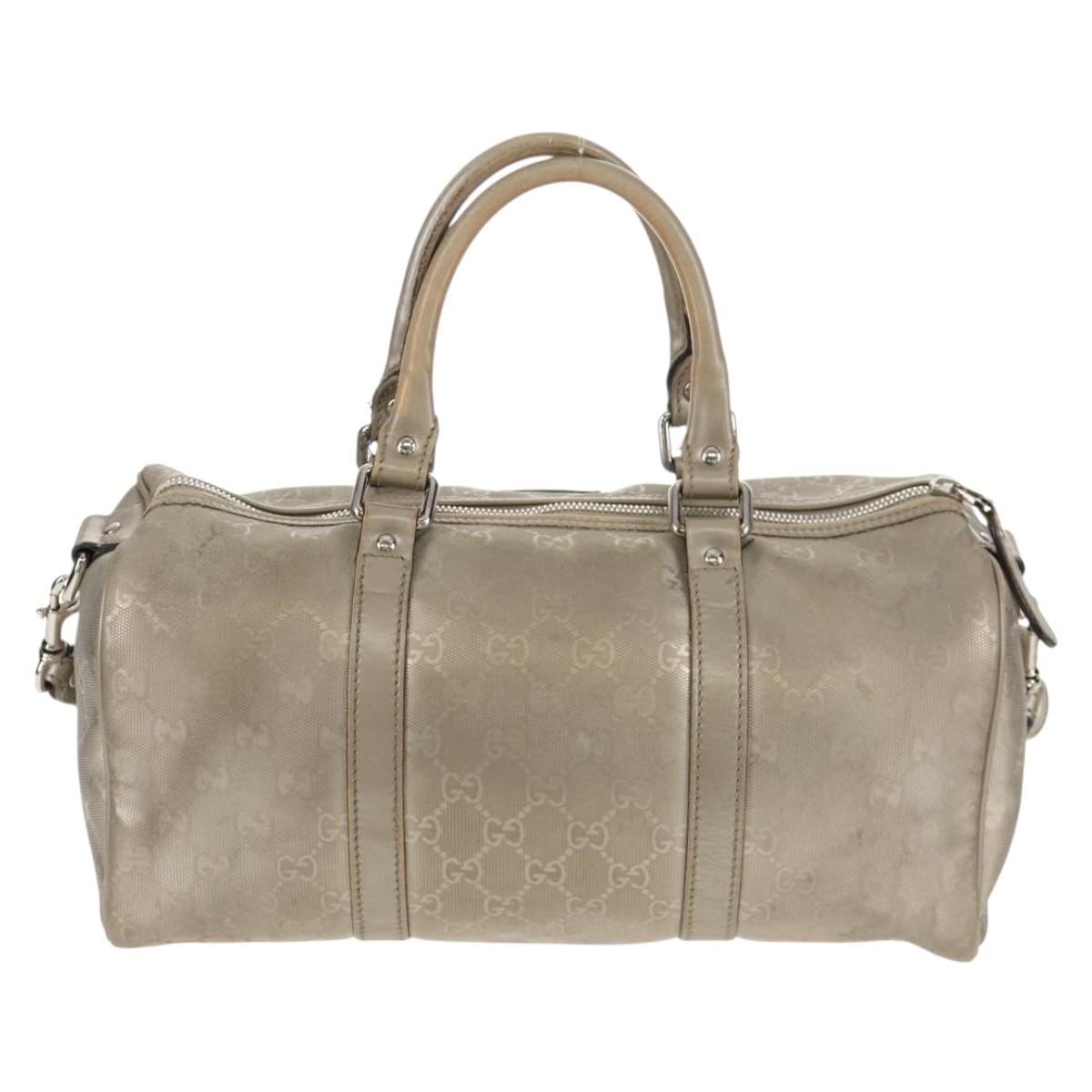GUCCI GG Implementation Boston Bag PVC 2way Silver 203696 Auth 148000