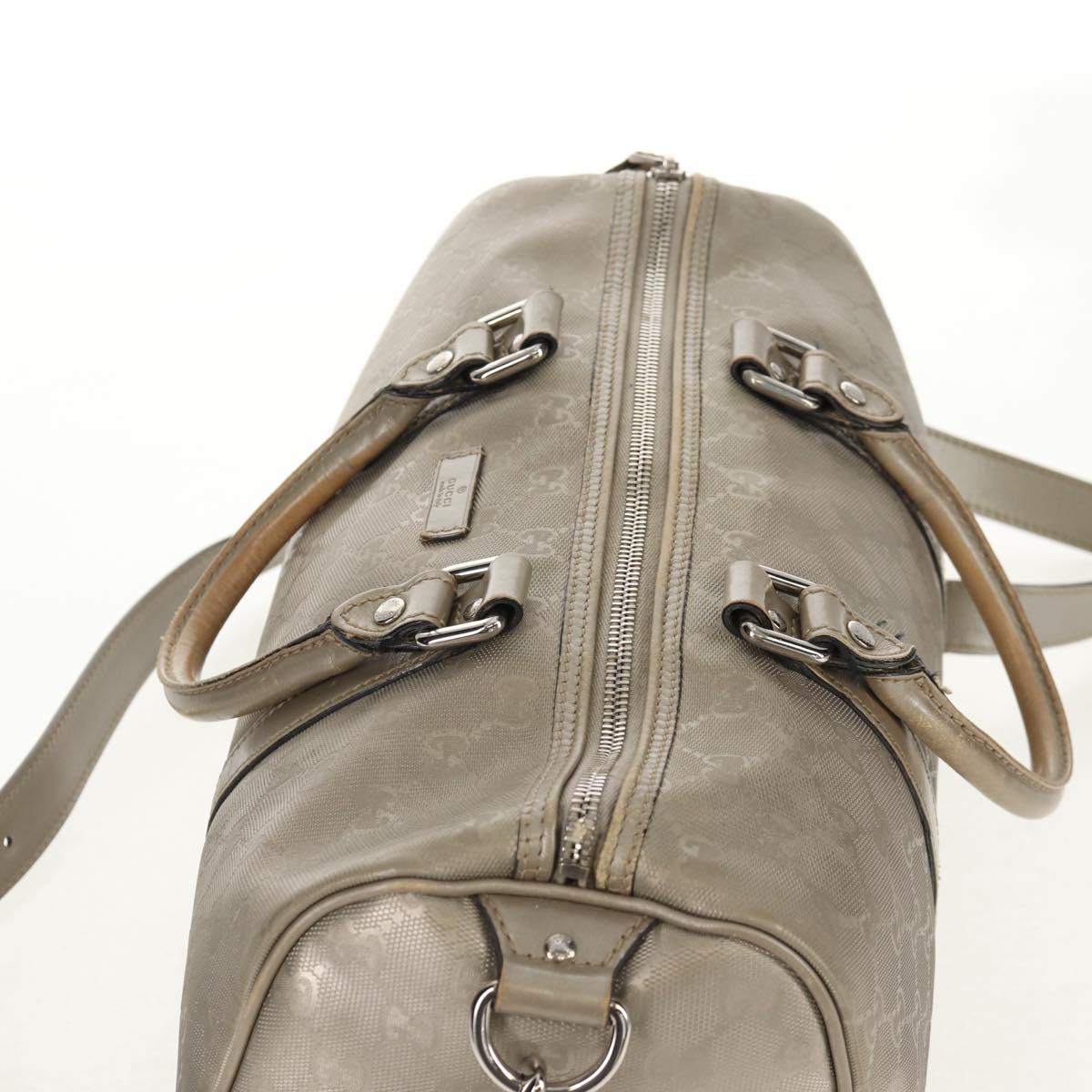 GUCCI GG Implementation Boston Bag PVC 2way Silver 203696 Auth 148000