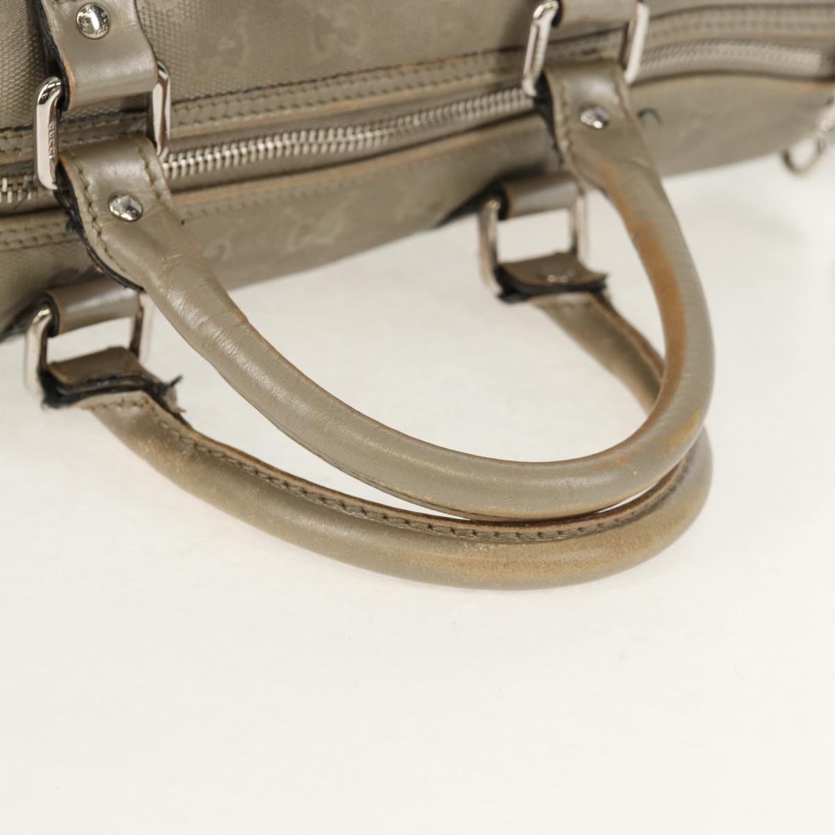 GUCCI GG Implementation Boston Bag PVC 2way Silver 203696 Auth 148000