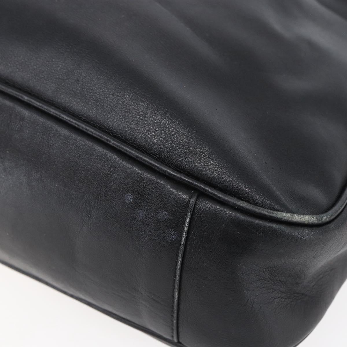 GUCCI Bamboo Shoulder Bag Leather 2way Black Gold 001 3444 1638 Auth 148001