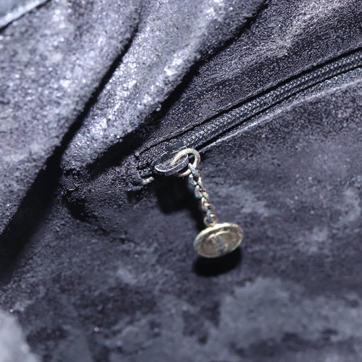 GUCCI Bamboo Shoulder Bag Leather 2way Black Gold 001 3444 1638 Auth 148001