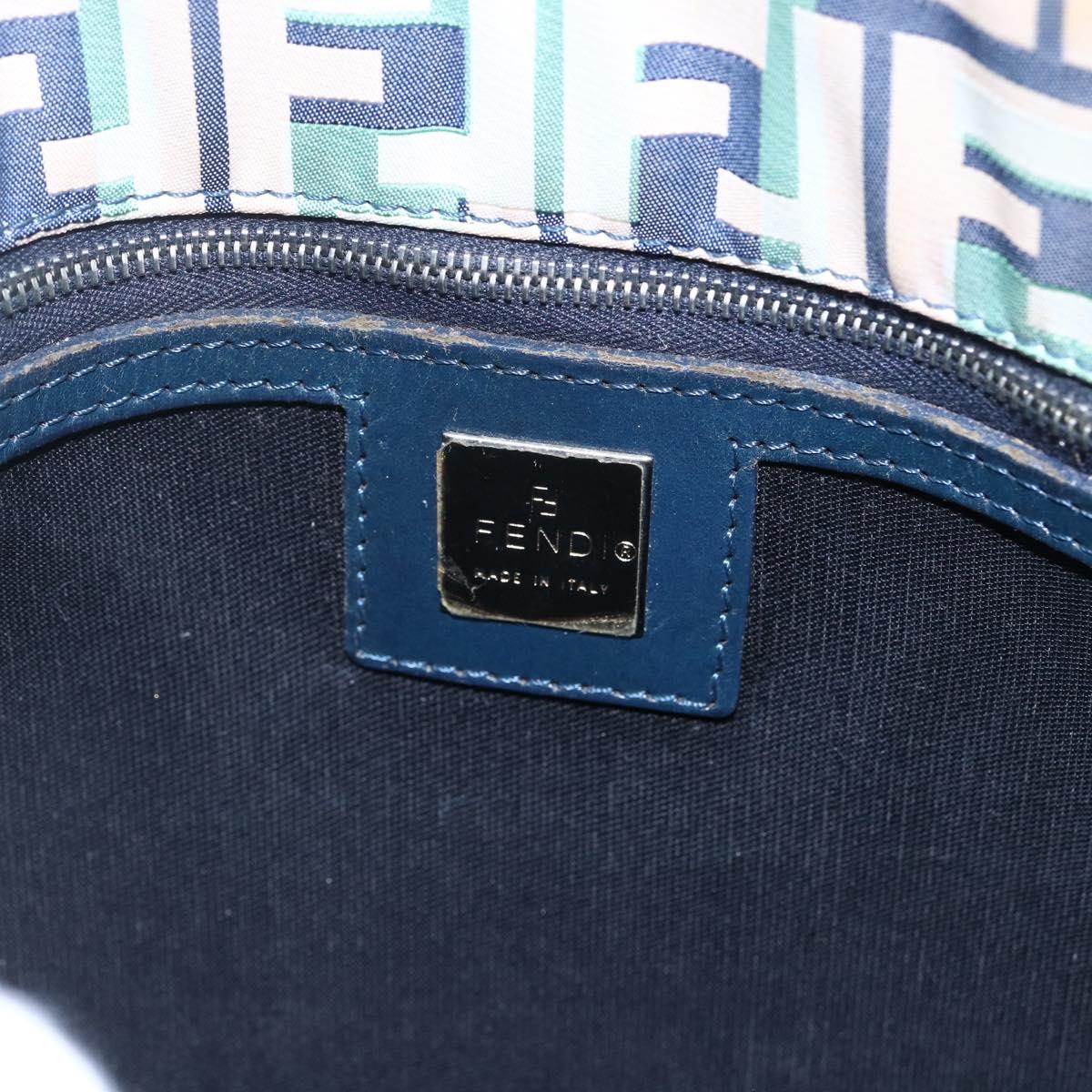 FENDI Zucca Canvas Hand Bag Green Silver Auth 148002