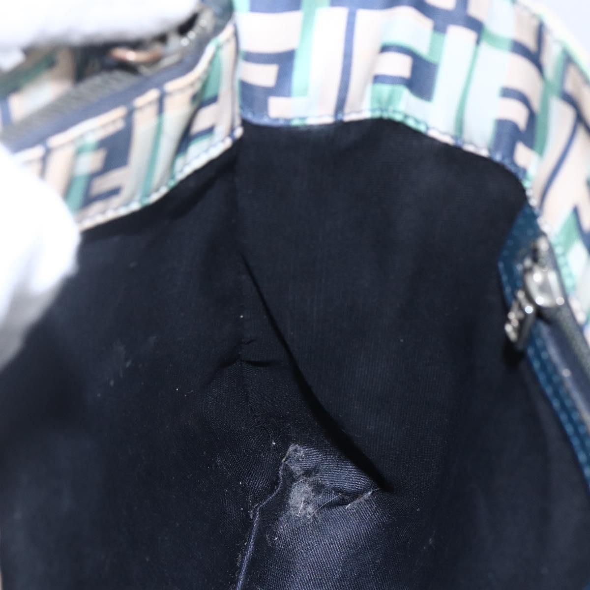 FENDI Zucca Canvas Hand Bag Green Silver Auth 148002