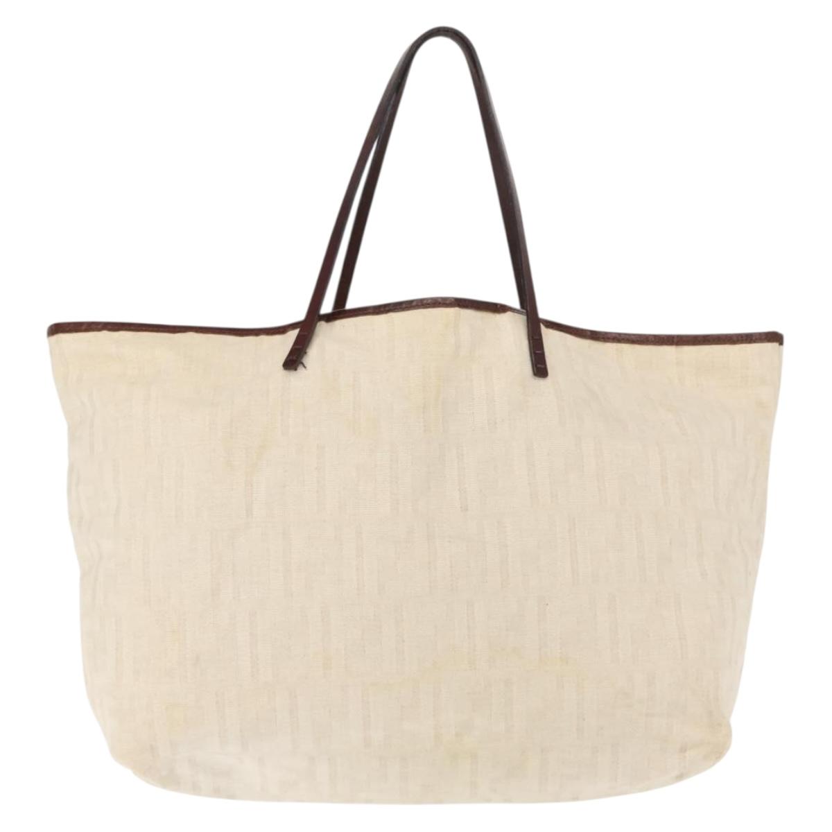 FENDI Zucca Canvas Tote Bag Beige Auth 148003