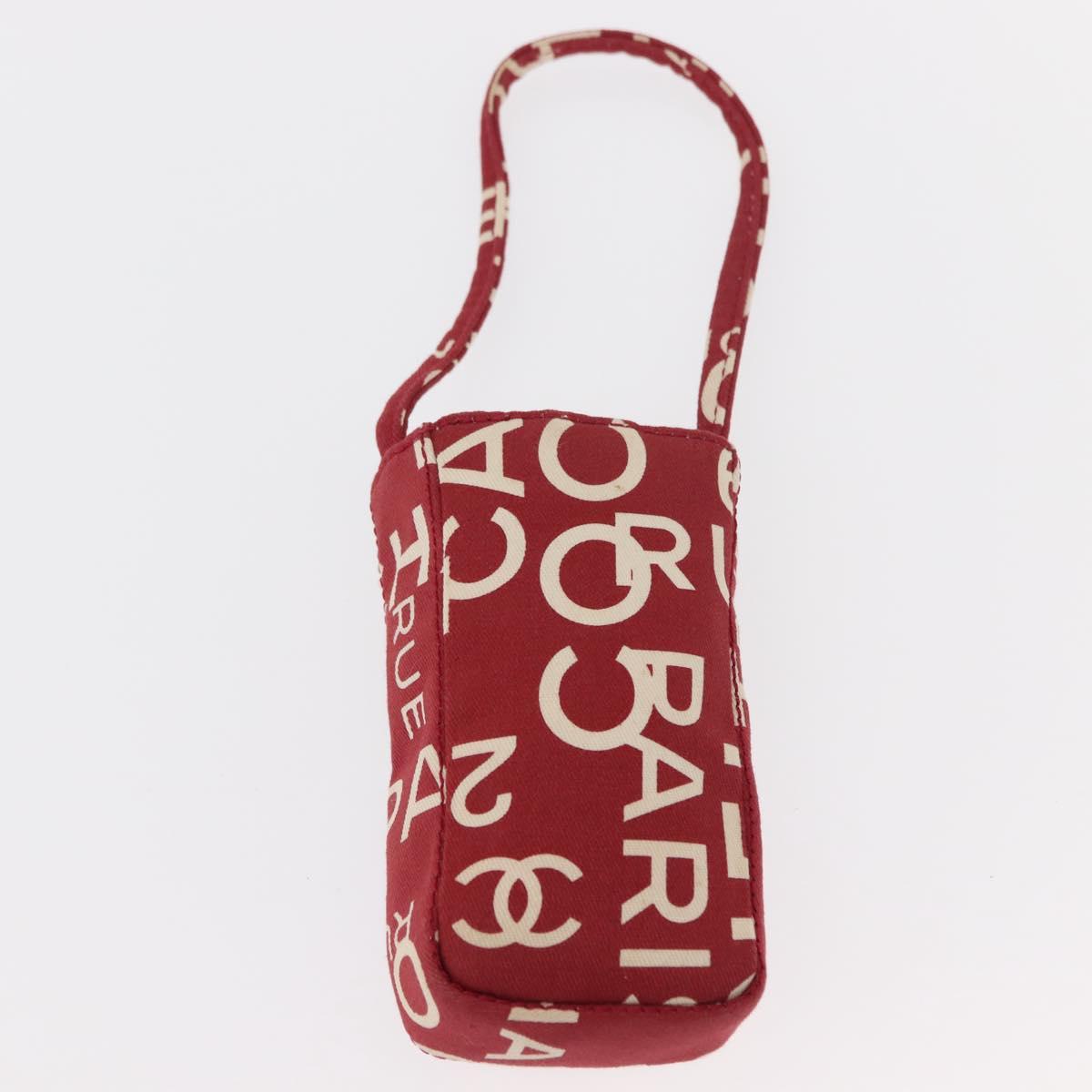 CHANEL Chain Bysy Line Tote Bag Canvas Red CC Auth 148004