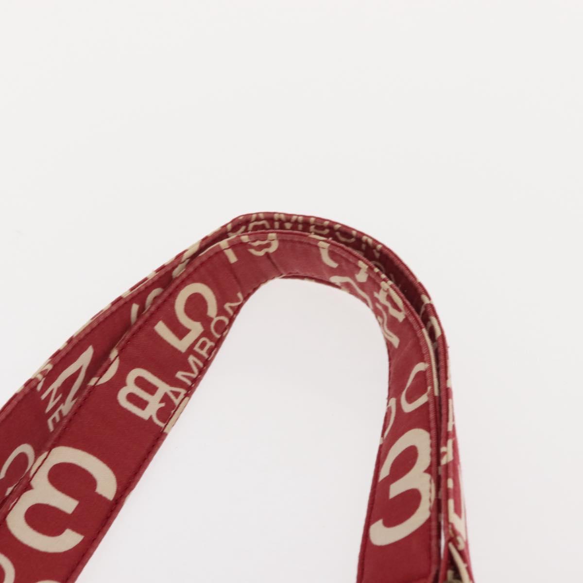 CHANEL Chain Bysy Line Tote Bag Canvas Red CC Auth 148004