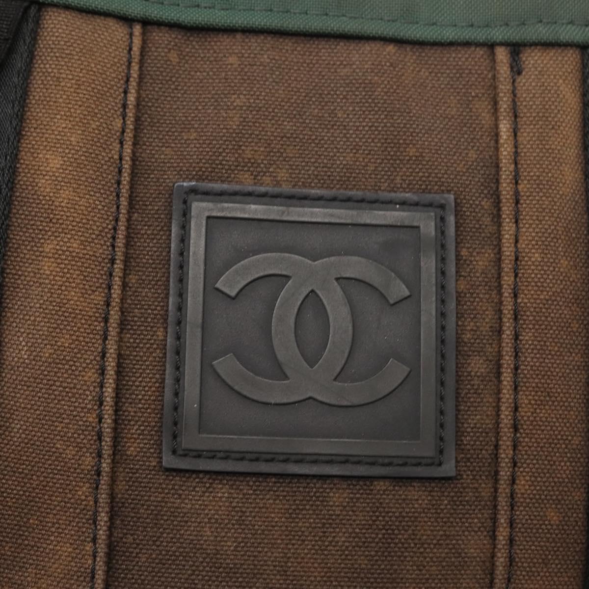 CHANEL Sports Line Backpack Canvas Brown CC Auth 148005