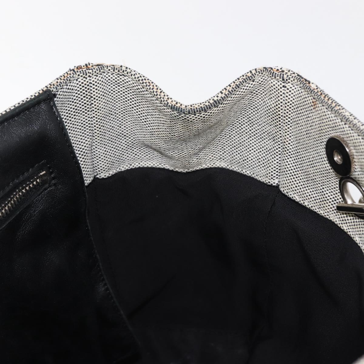 CHANEL Choco Bar Camellia Chain Tote Bag Canvas Gray Silver CC Auth 148029