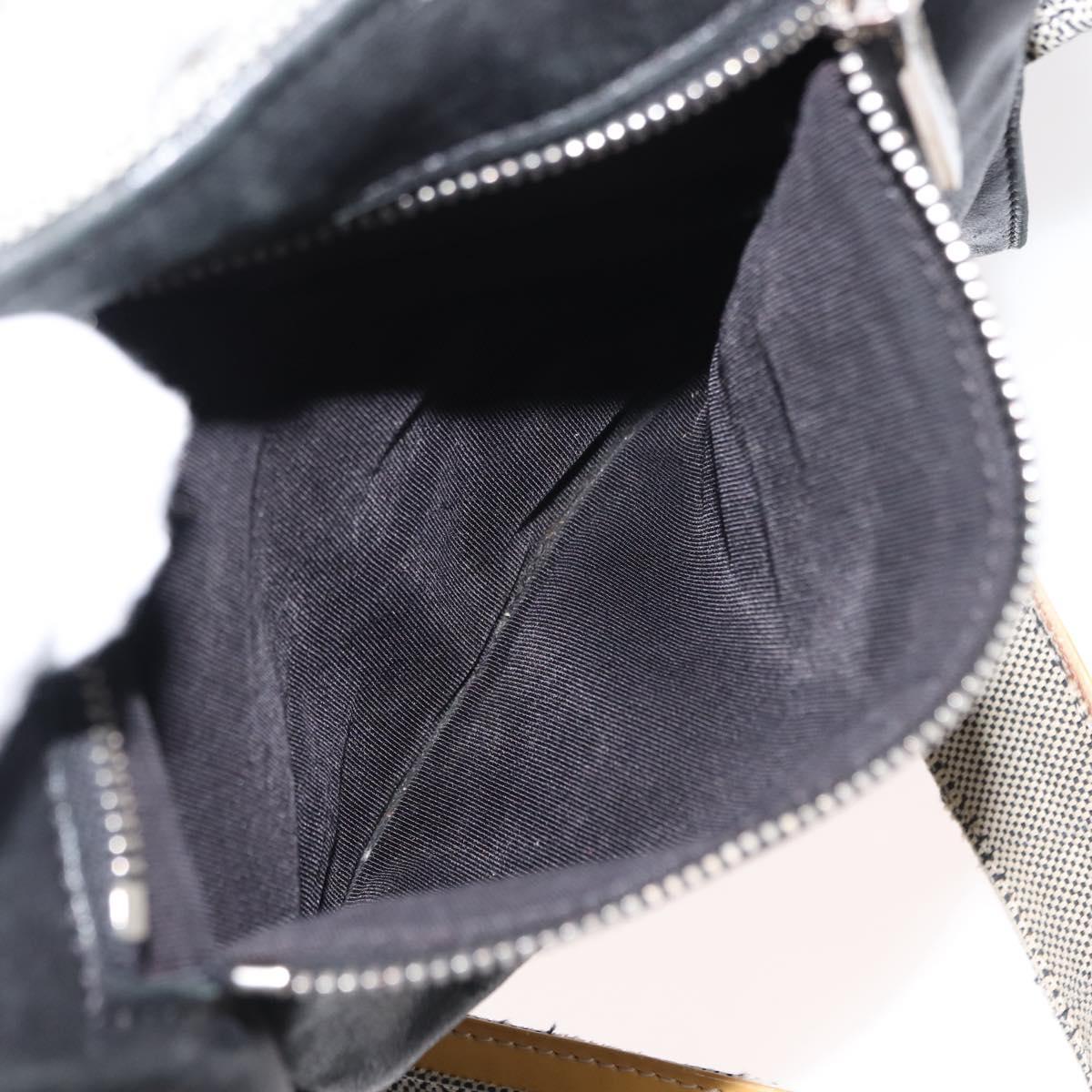 CHANEL Choco Bar Camellia Chain Tote Bag Canvas Gray Silver CC Auth 148029