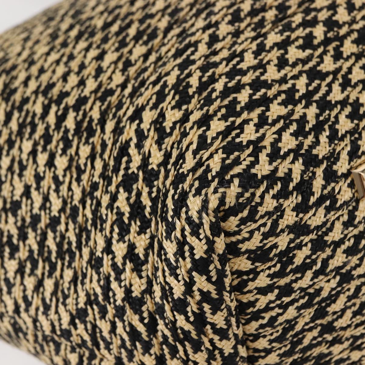 Salvatore Ferragamo Gancini Tote Bag Raffia Leather Black Silver Auth 148033