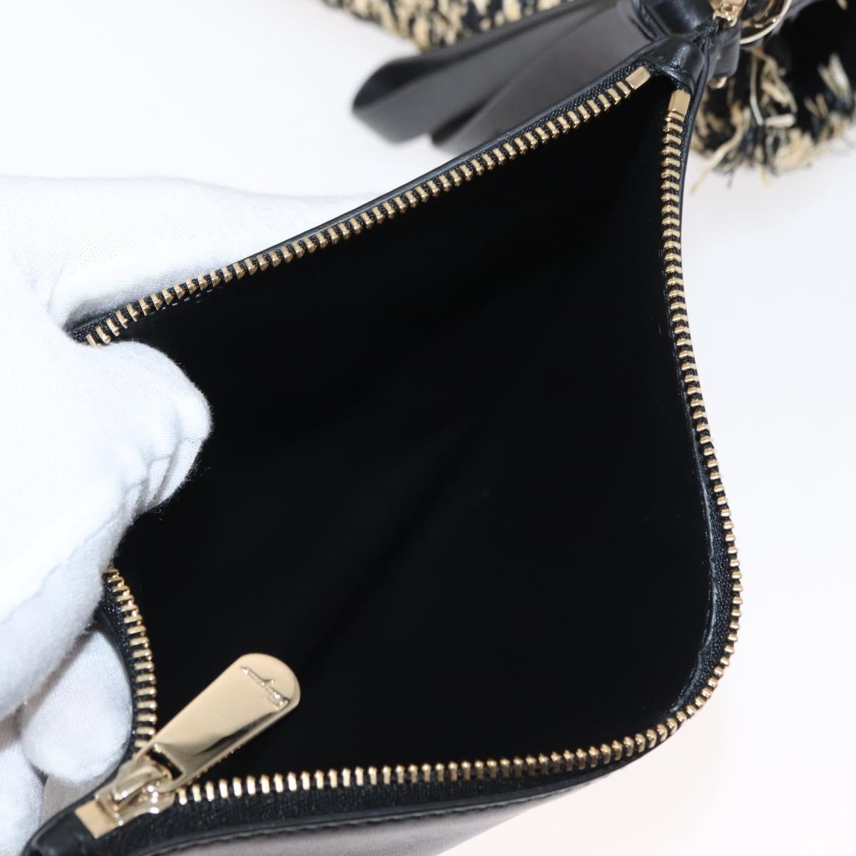 Salvatore Ferragamo Gancini Tote Bag Raffia Leather Black Silver Auth 148033