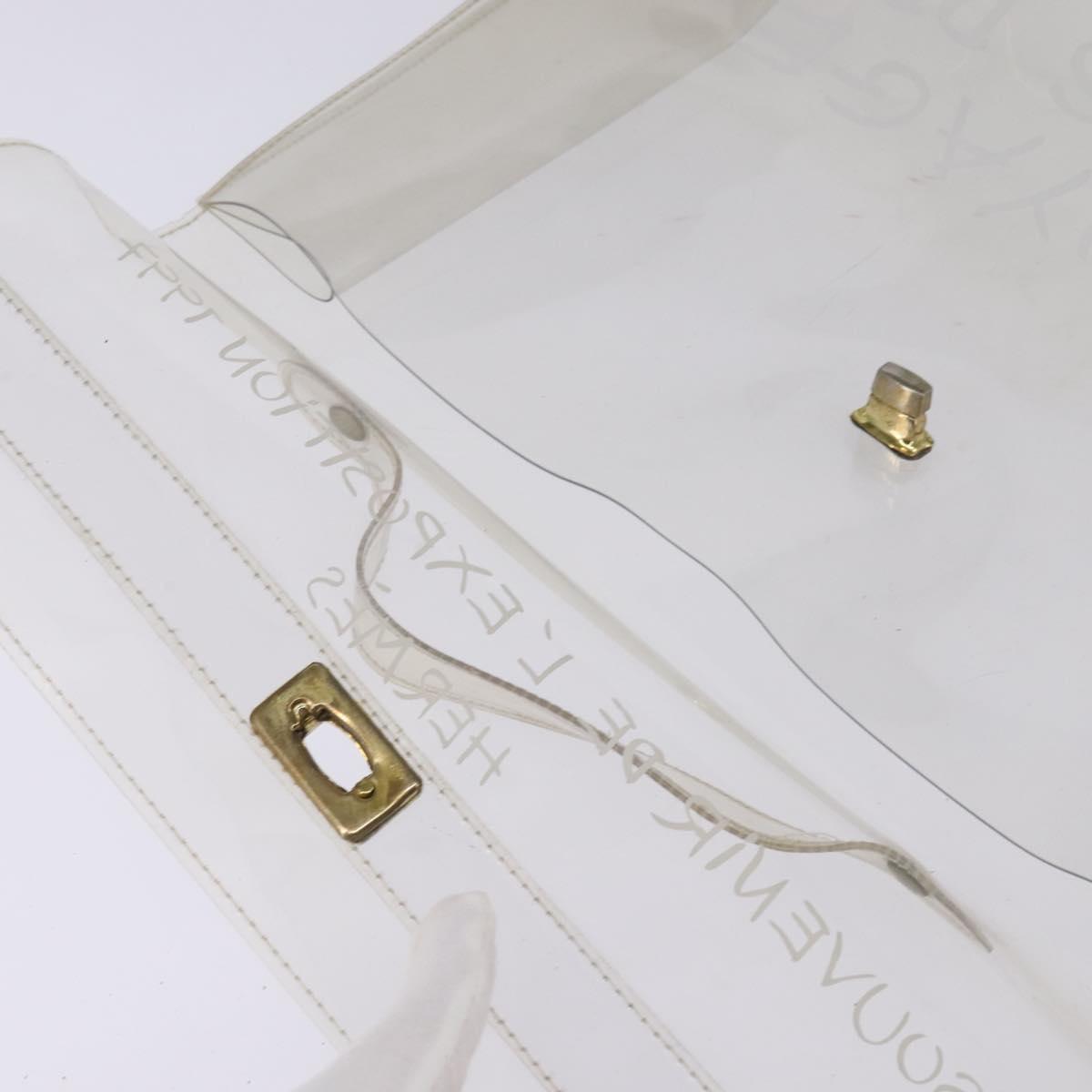 HERMES Vinyl Kelly Hand Bag Clear Auth 148034