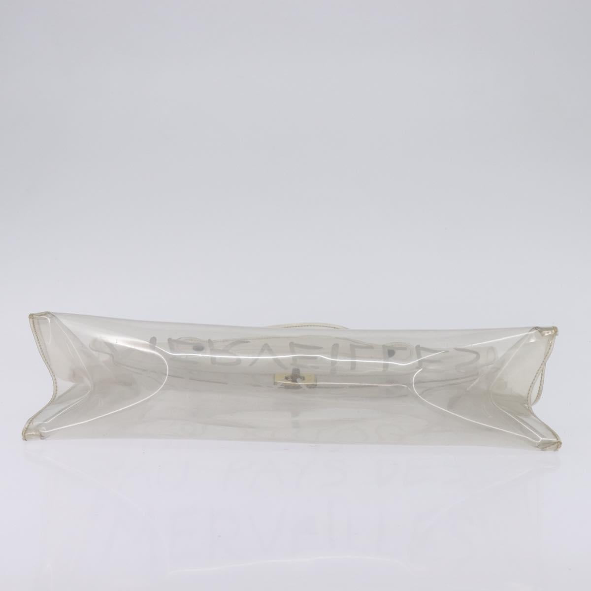 HERMES Vinyl Kelly Hand Bag Clear Auth 148034