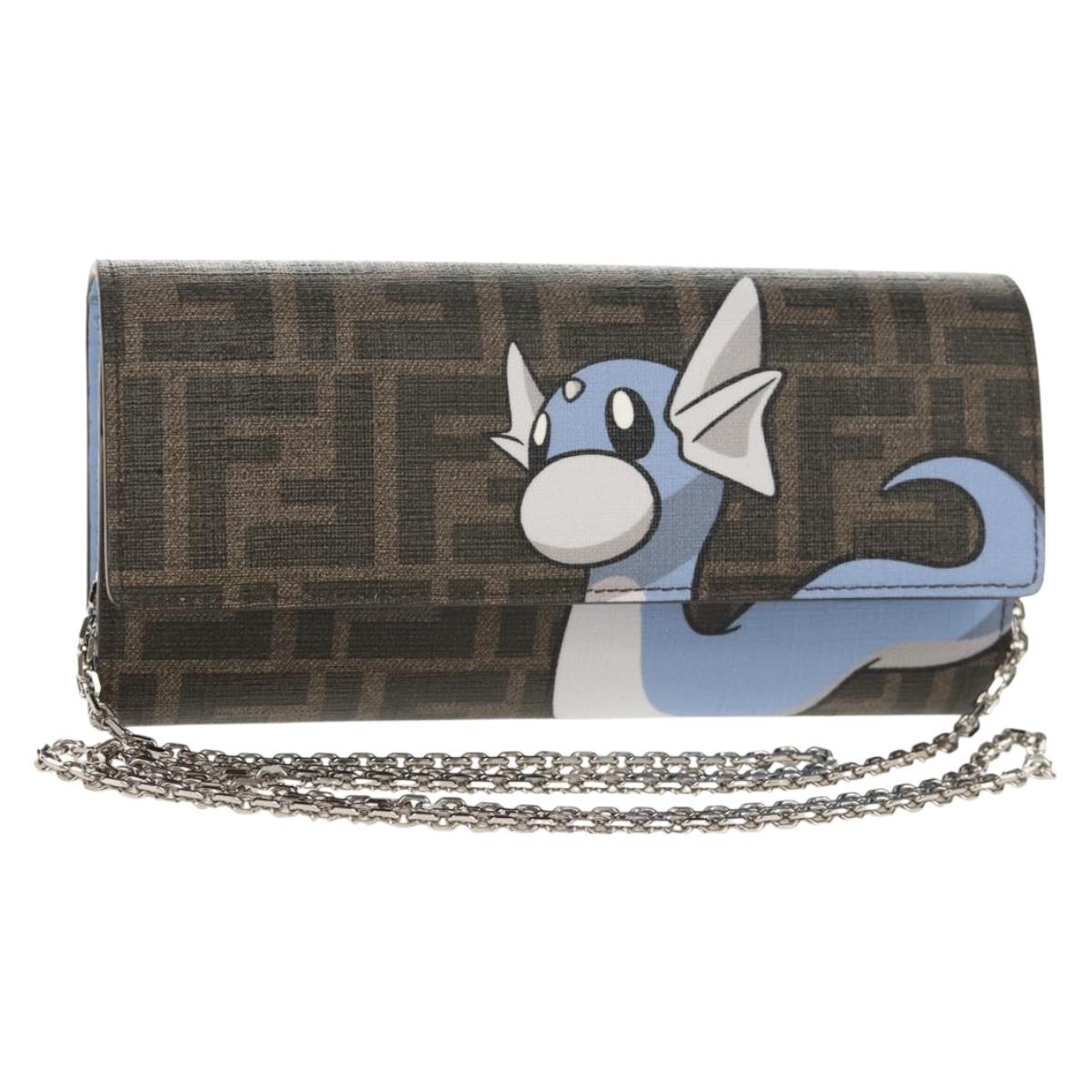 FENDI FRGMT x POKÉMON Wallet Zucca Canvas Shoulder Bag Black Auth 148040SM