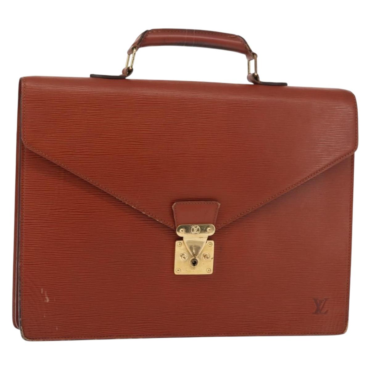 LOUIS VUITTON Epi Serviette Ambassador Business Bag Brown M54413 LV Auth 148062
