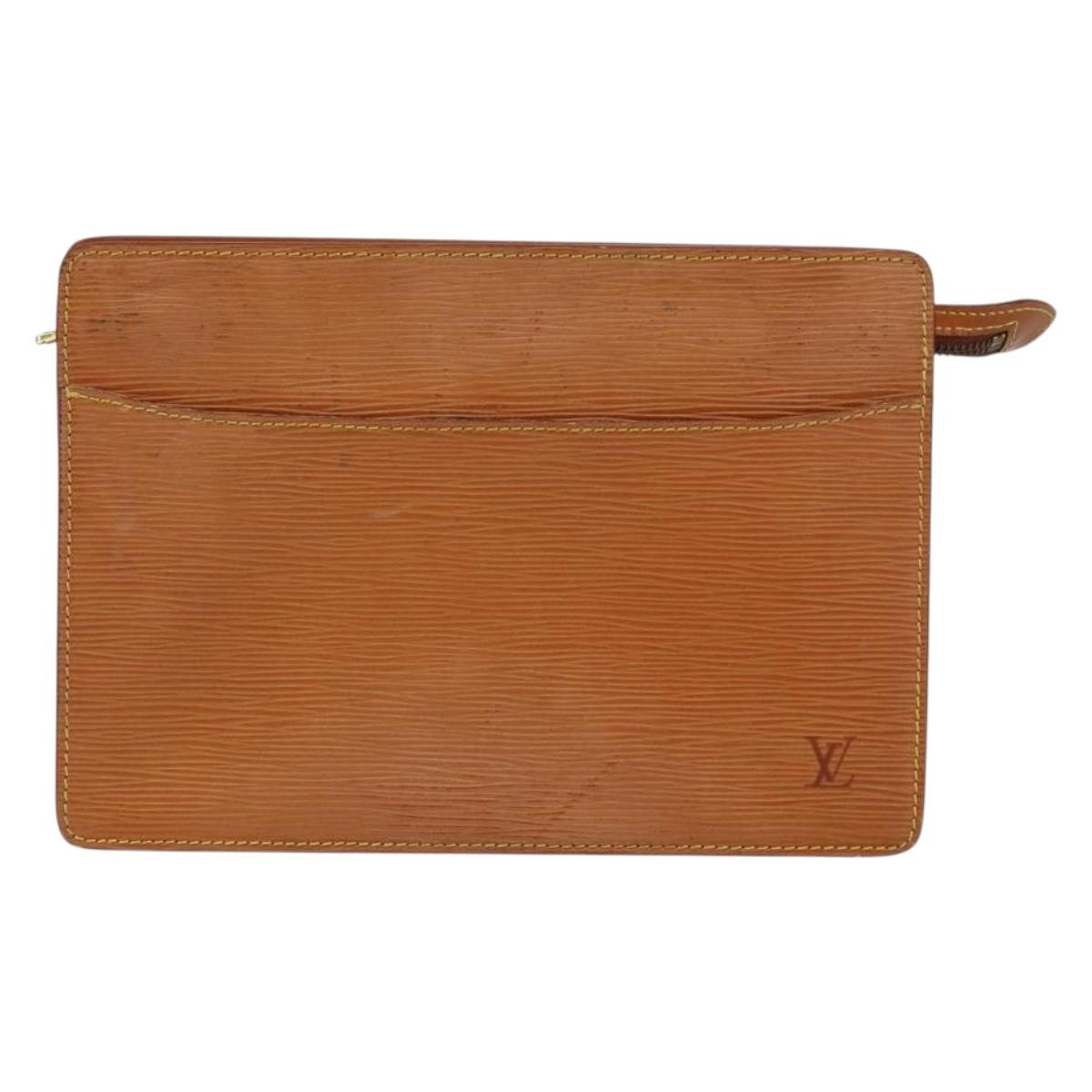 LOUIS VUITTON Epi Pochette Homme Bag Brown Zipangu Gold M52528 LV Auth 148065