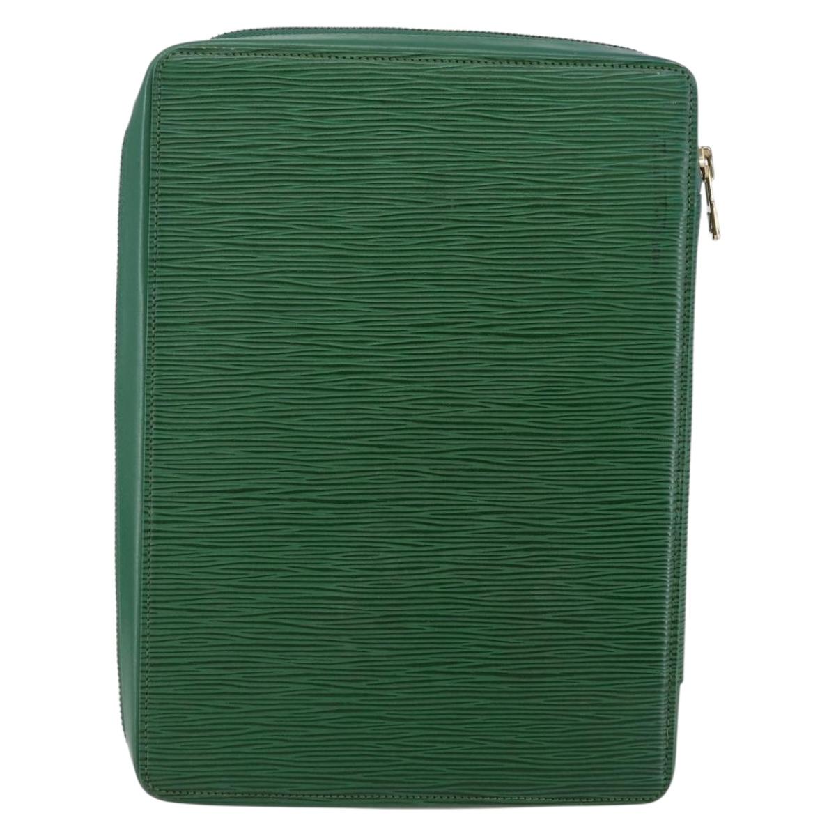 LOUIS VUITTON Epi Agenda Voyage Day Planner Cover Green LV Auth 148066