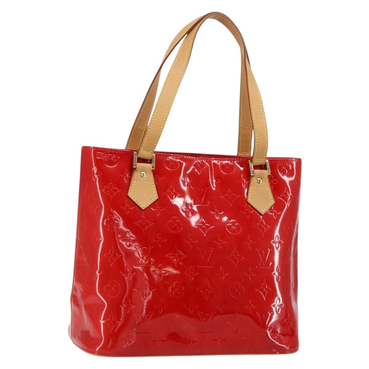 LOUIS VUITTON Monogram Vernis Houston Hand Bag Red M91092 LV Auth 148133