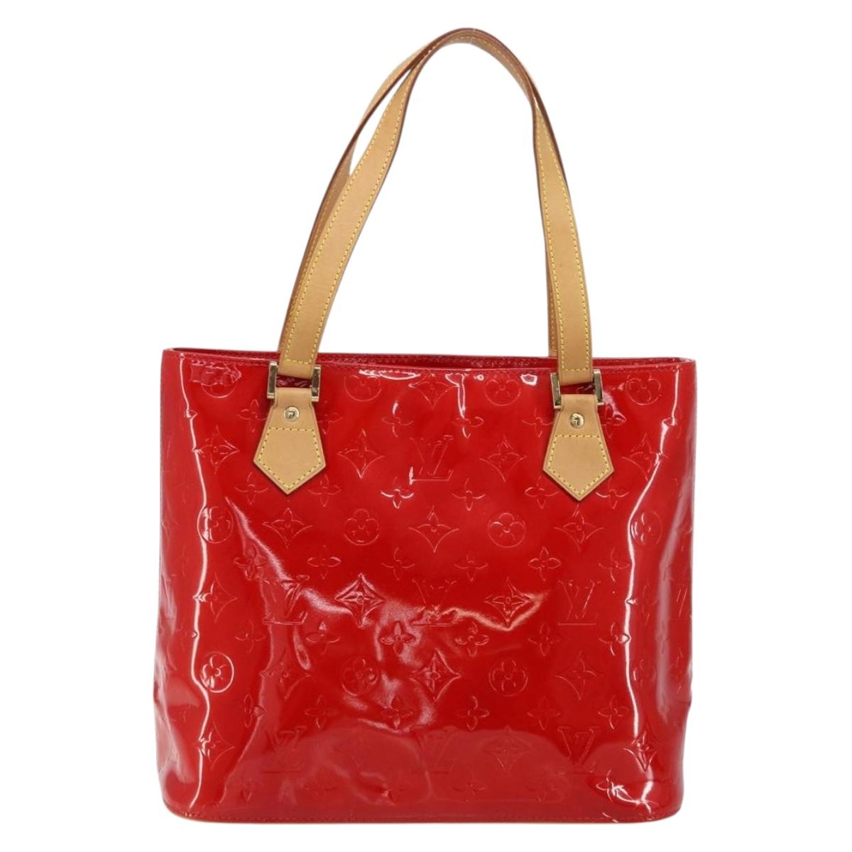LOUIS VUITTON Monogram Vernis Houston Hand Bag Red M91092 LV Auth 148133