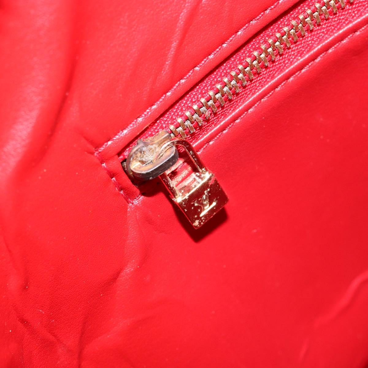LOUIS VUITTON Monogram Vernis Houston Hand Bag Red M91092 LV Auth 148133