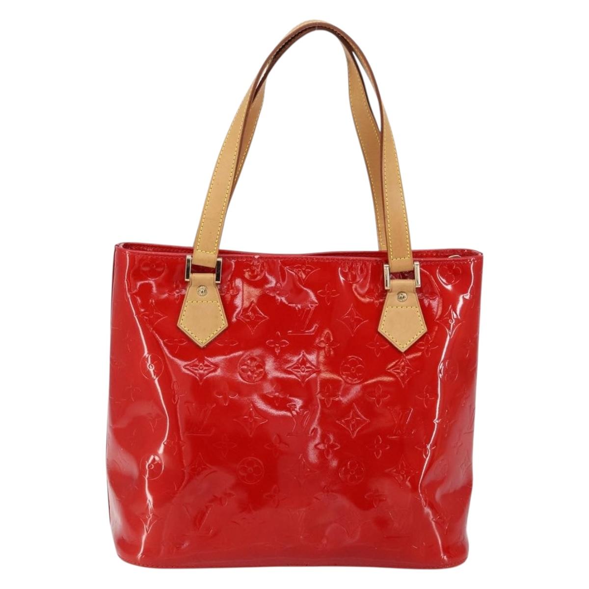 LOUIS VUITTON Monogram Vernis Houston Hand Bag Red M91092 LV Auth 148133