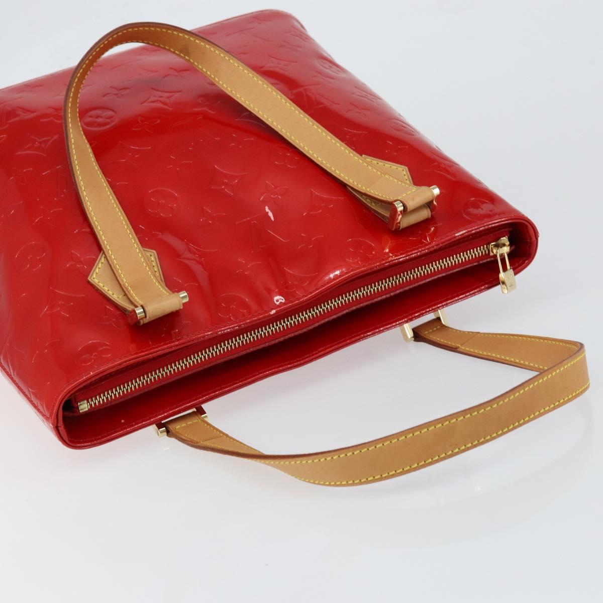 LOUIS VUITTON Monogram Vernis Houston Hand Bag Red M91092 LV Auth 148133