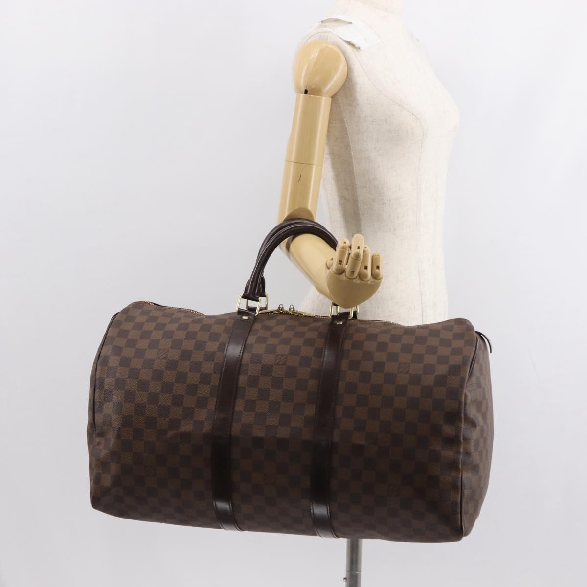 LOUIS VUITTON Damier Ebene Keepall 50 Boston Bag N41427 LV Auth 148143