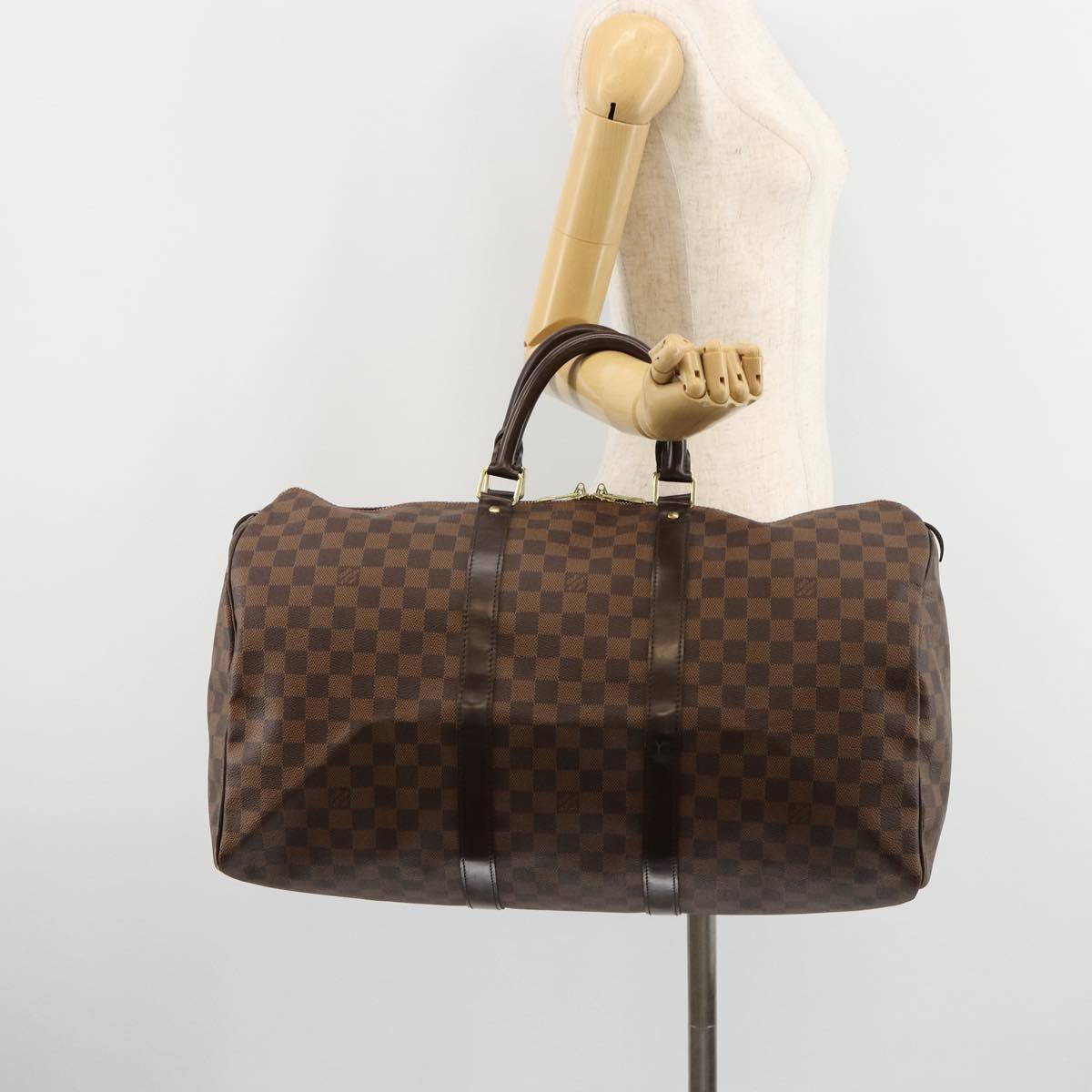 LOUIS VUITTON Damier Ebene Keepall 50 Boston Bag N41427 LV Auth 148143