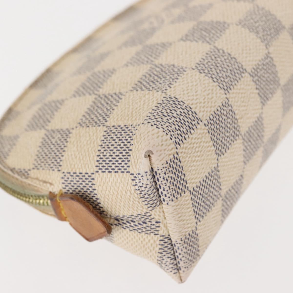 LOUIS VUITTON Damier Azur Pochette Cosmetic PM Pouch N60024 LV Auth 148147