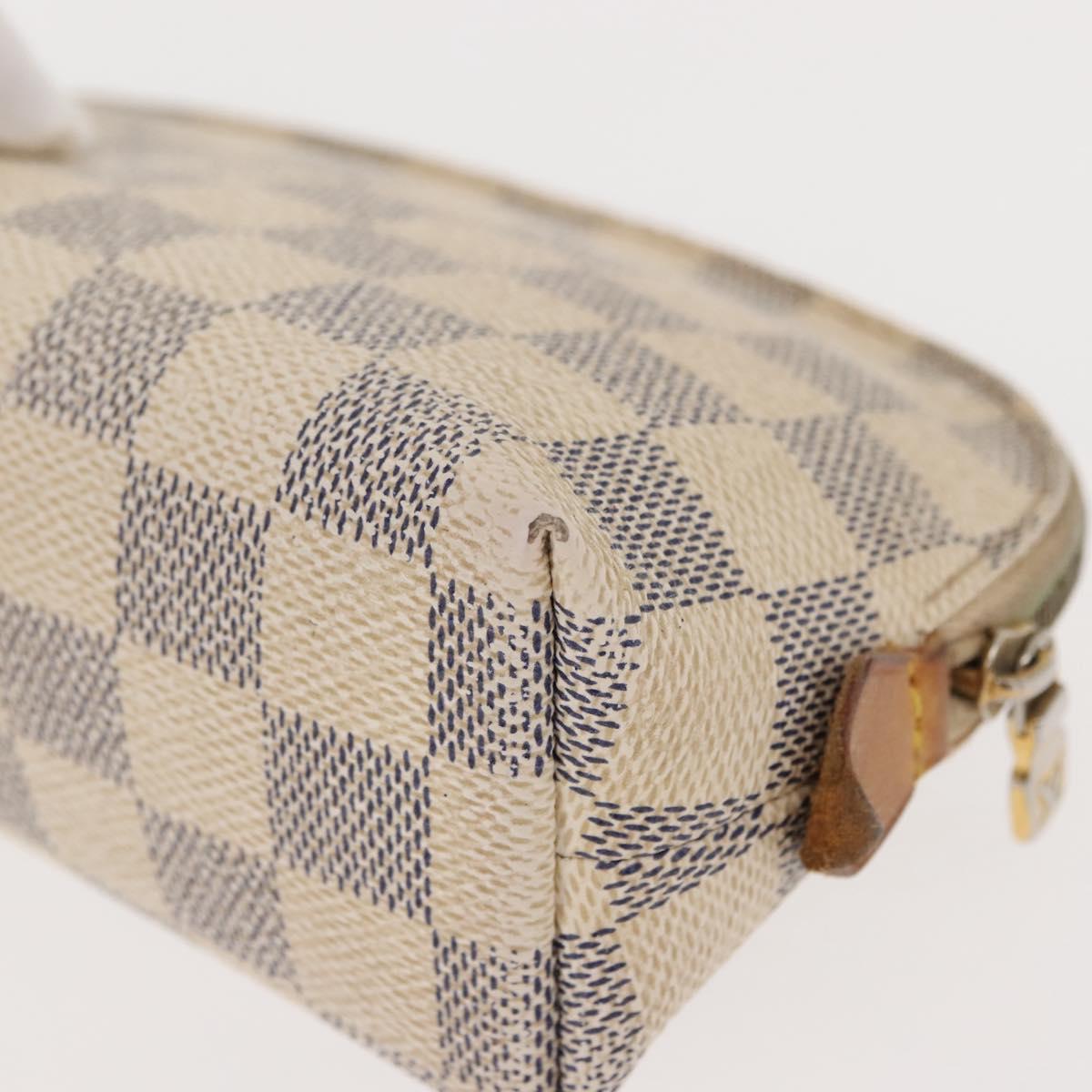 LOUIS VUITTON Damier Azur Pochette Cosmetic PM Pouch N60024 LV Auth 148147