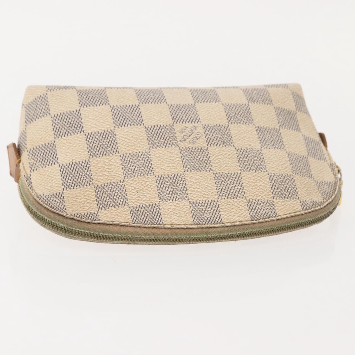 LOUIS VUITTON Damier Azur Pochette Cosmetic PM Pouch N60024 LV Auth 148147