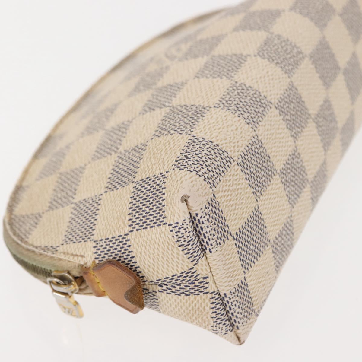 LOUIS VUITTON Damier Azur Pochette Cosmetic PM Pouch N60024 LV Auth 148147
