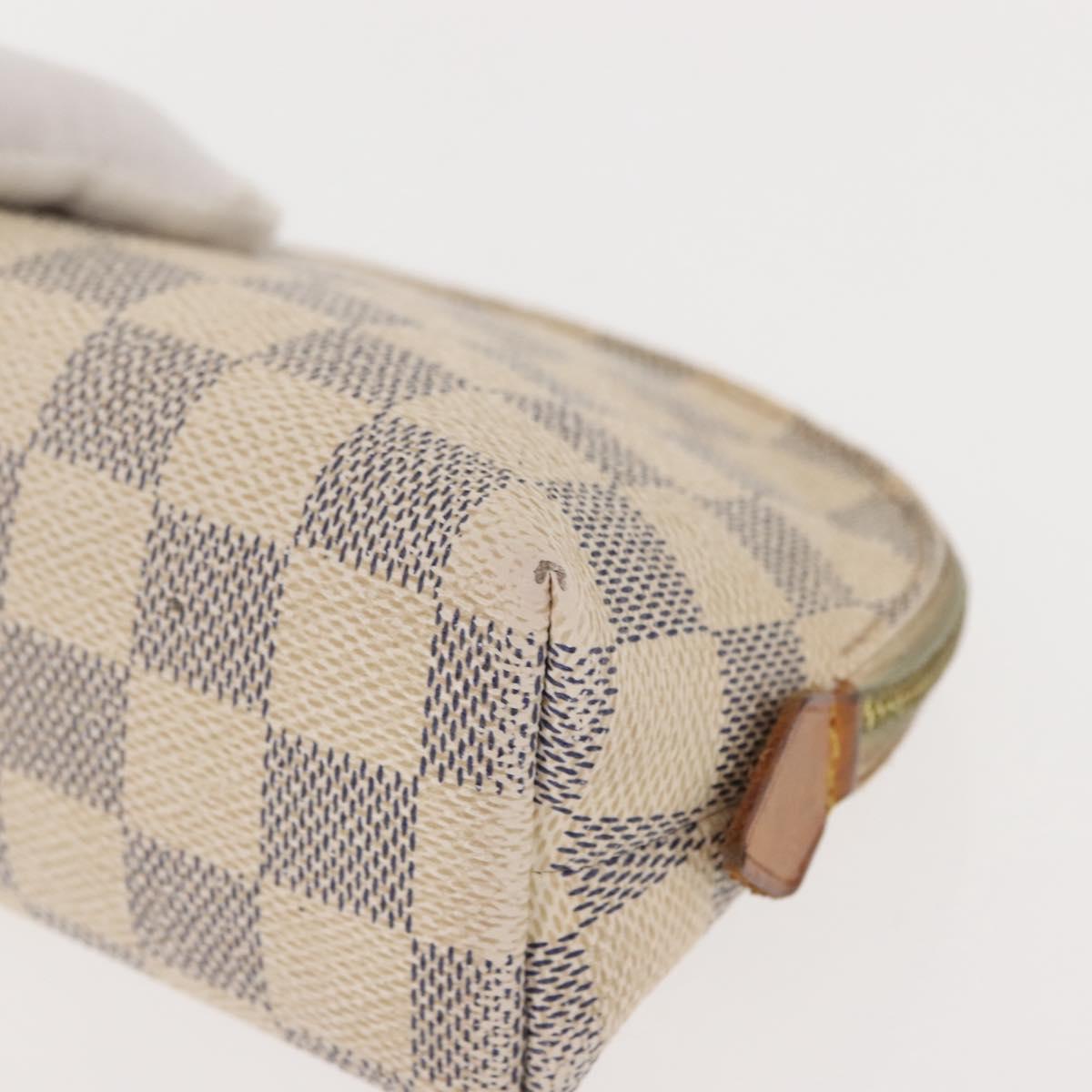 LOUIS VUITTON Damier Azur Pochette Cosmetic PM Pouch N60024 LV Auth 148147