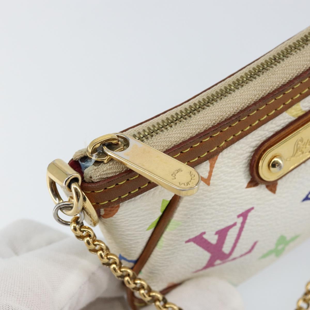 LOUIS VUITTON Multicolor Pochette Mira PM Hand Bag White M60096 LV Auth 148153