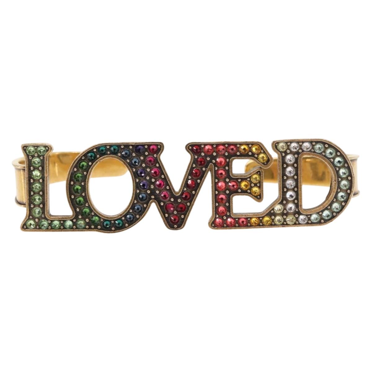 GUCCI Palm Cuff metal Gold Auth 148157