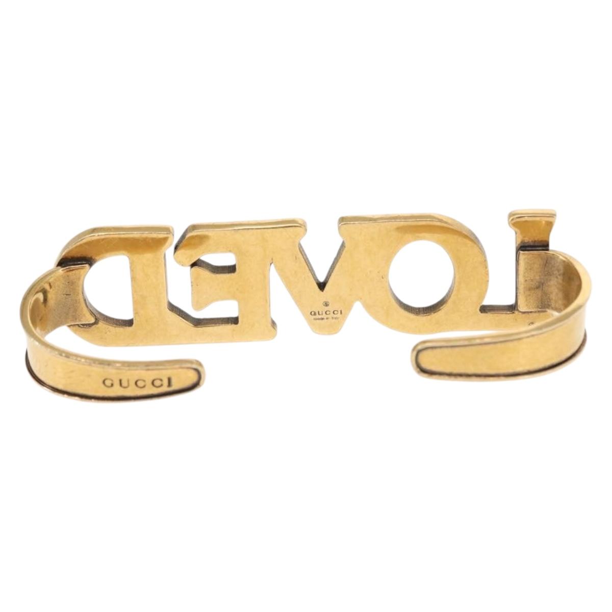 GUCCI Palm Cuff metal Gold Auth 148157