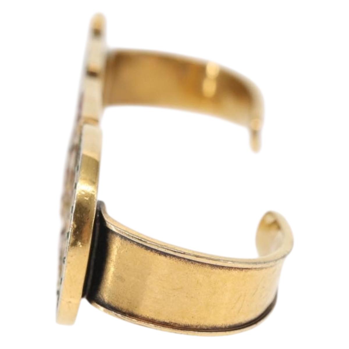 GUCCI Palm Cuff metal Gold Auth 148157