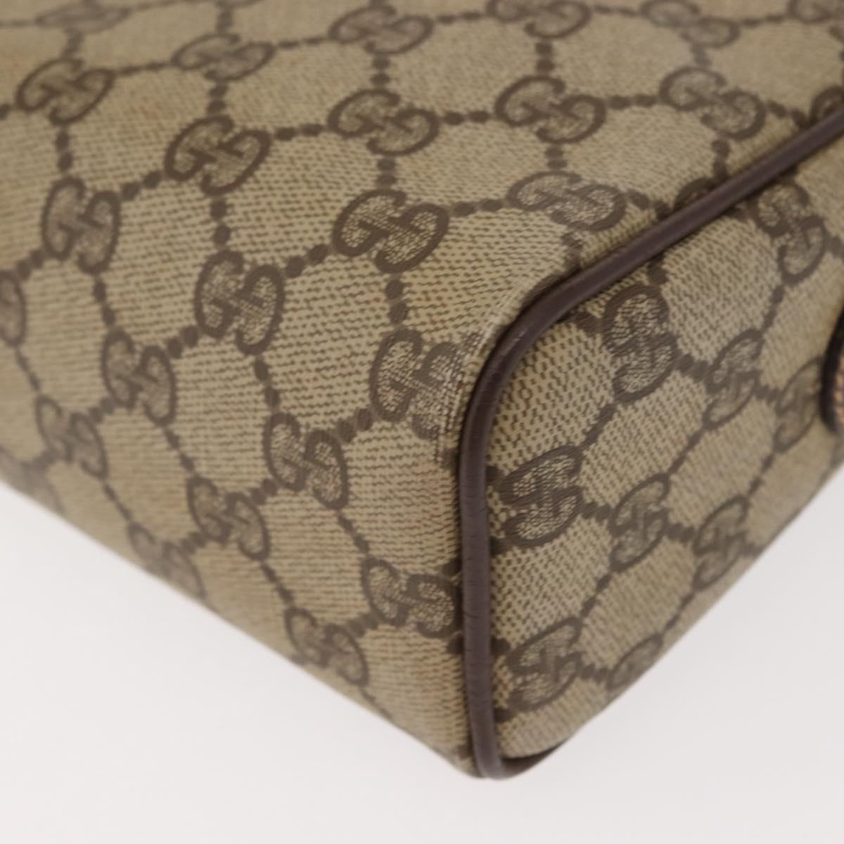 GUCCI GG Supreme Web Sherry Line Shoulder Bag PVC Beige Gold Auth 148158