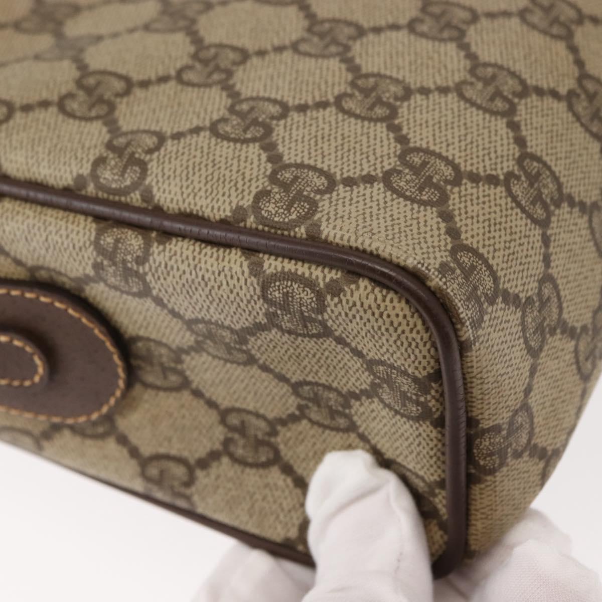 GUCCI GG Supreme Web Sherry Line Shoulder Bag PVC Beige Gold Auth 148158