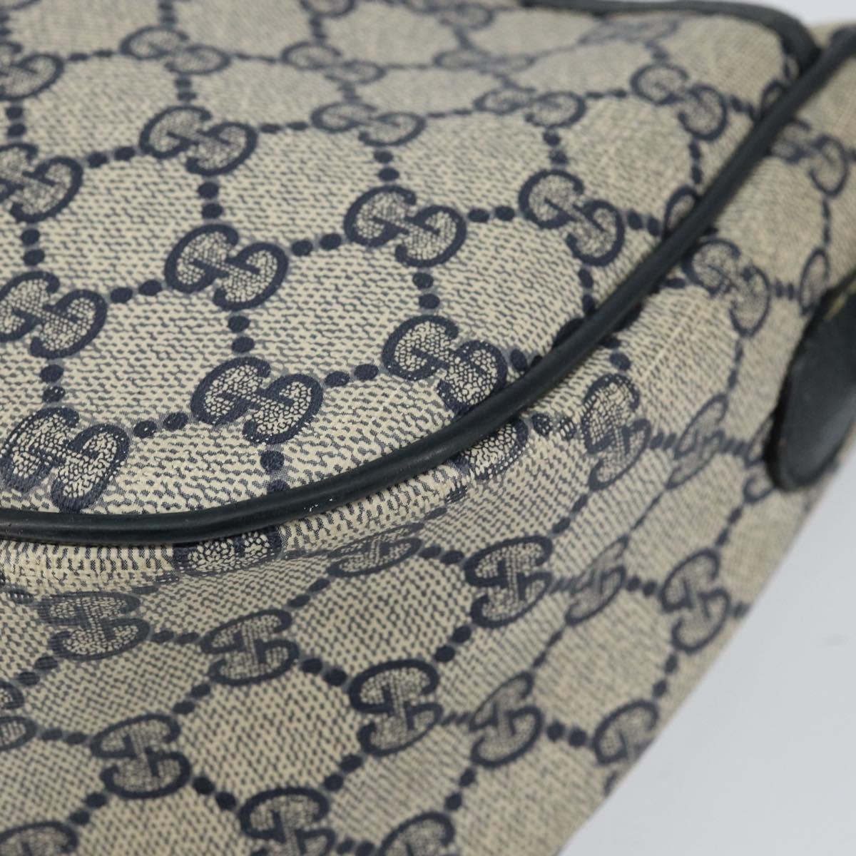 GUCCI GG Supreme Sherry Line Shoulder Bag PVC Navy Gold 89 02 077 Auth 148160