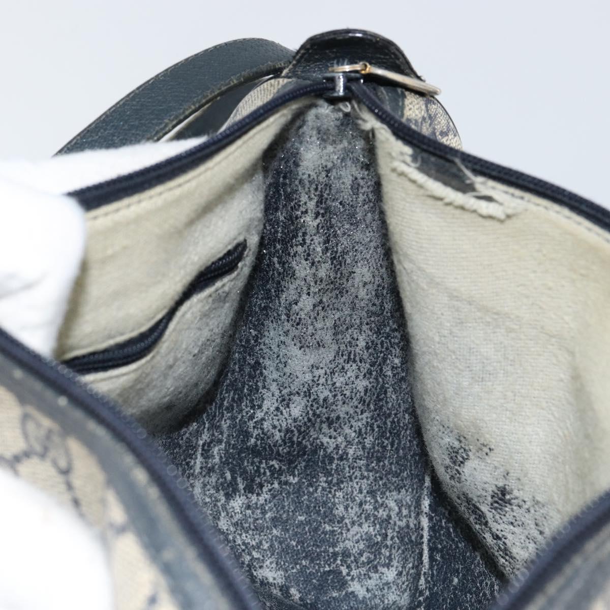 GUCCI GG Supreme Sherry Line Shoulder Bag PVC Navy Gold 89 02 077 Auth 148160