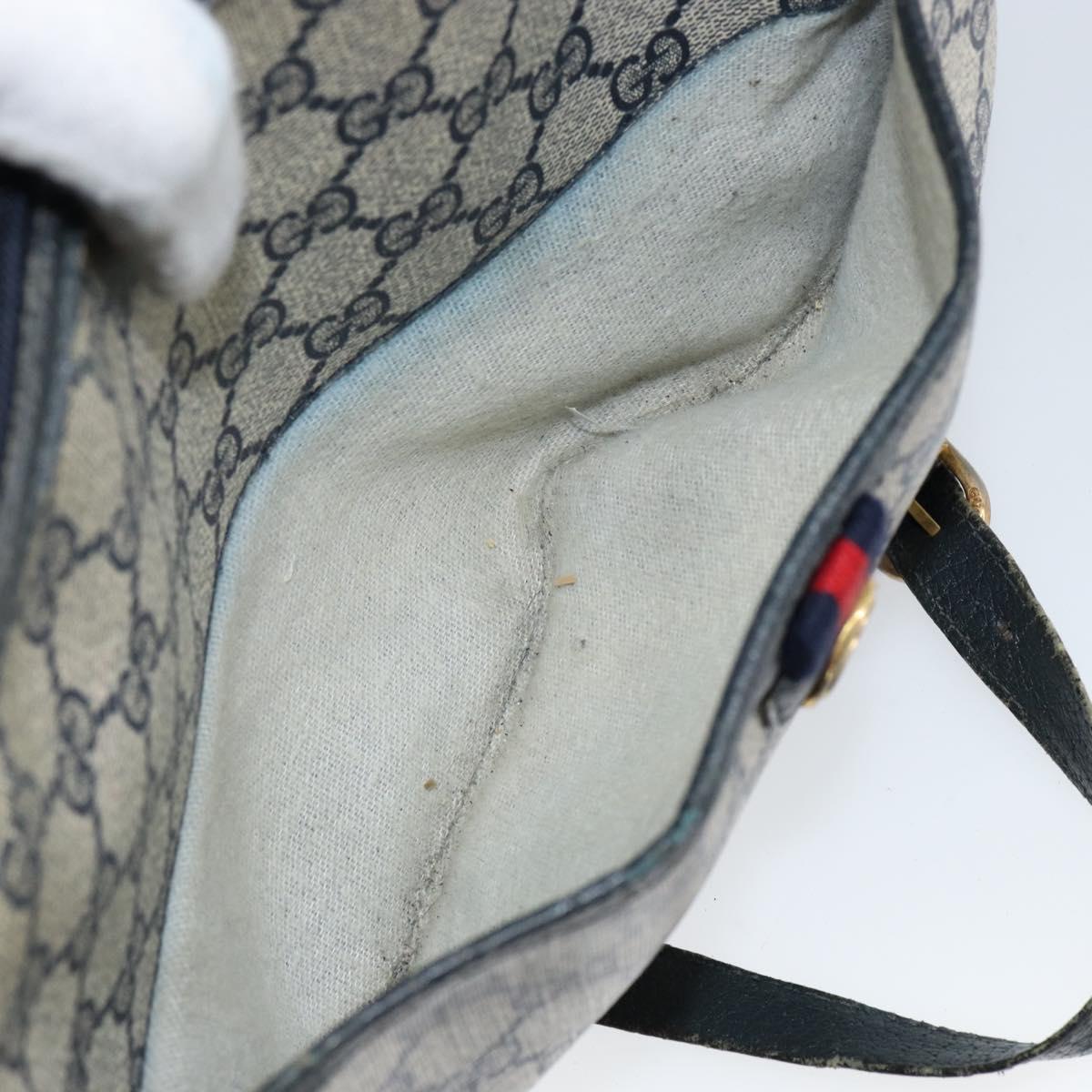 GUCCI GG Supreme Sherry Line Shoulder Bag PVC Navy Gold 89 02 077 Auth 148160