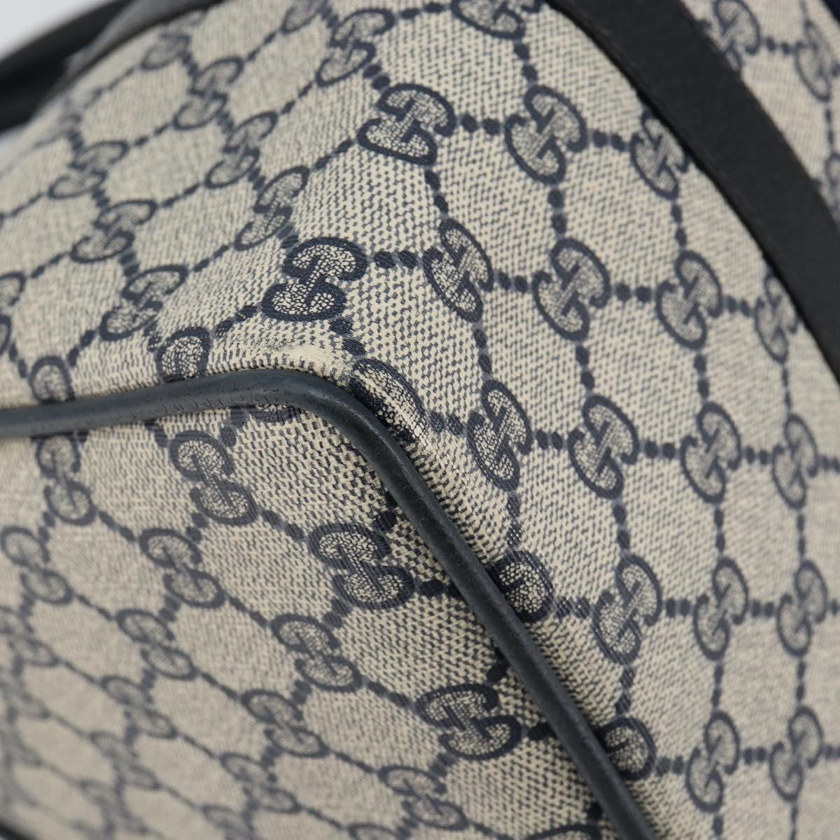 GUCCI GG Supreme Sherry Line Boston Bag PVC Navy Gold Red Auth 148161