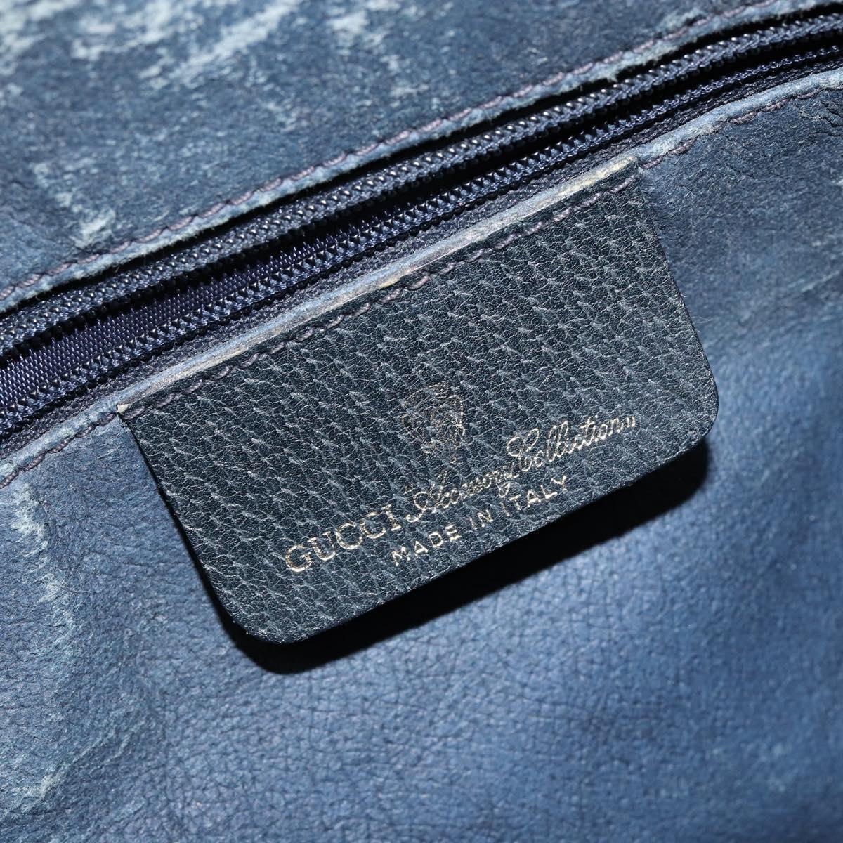 GUCCI GG Supreme Sherry Line Boston Bag PVC Navy Gold Red Auth 148161