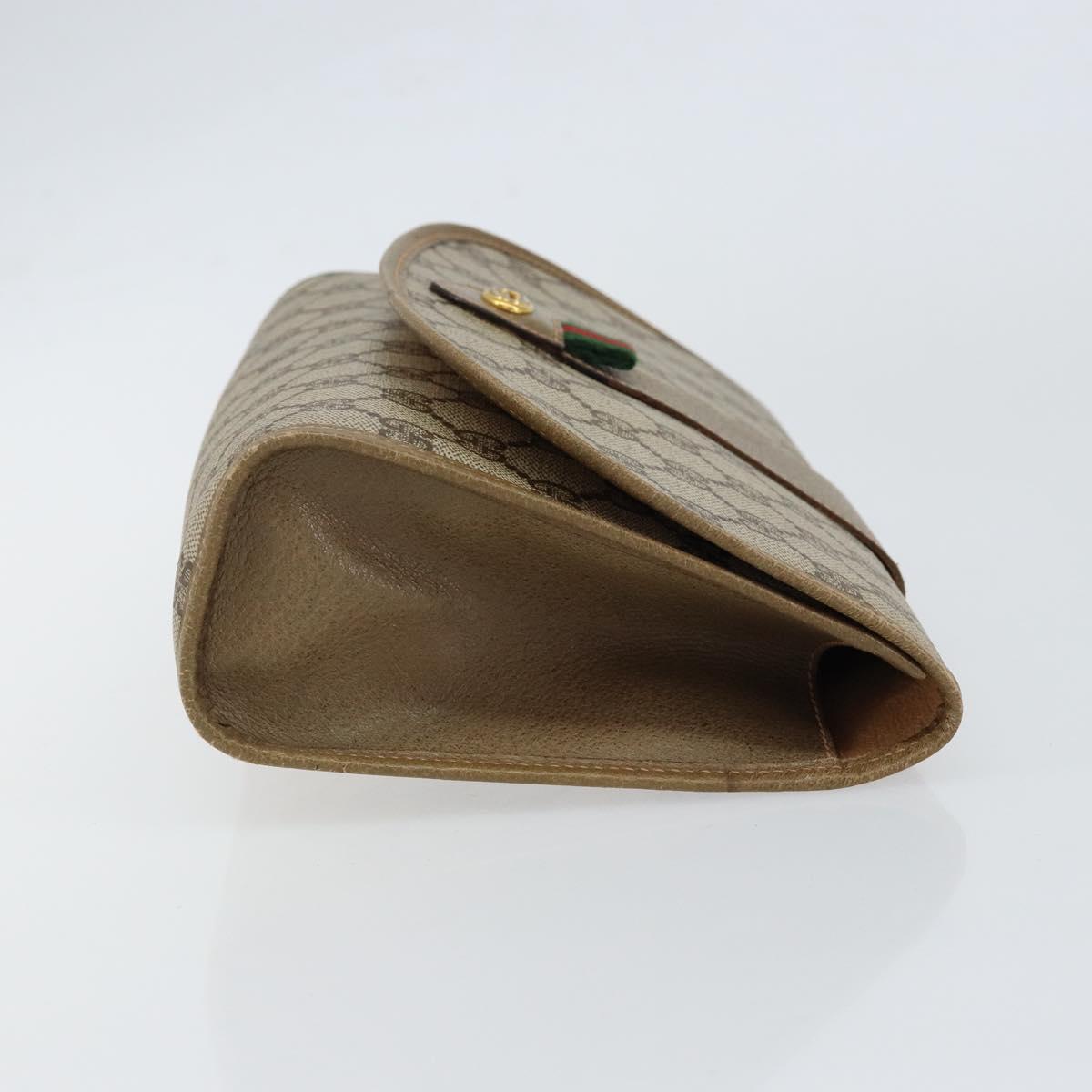 GUCCI GG Supreme Web Sherry Line Clutch Bag PVC Beige Gold 89 01 030 Auth 148162