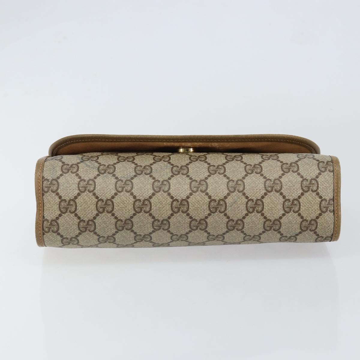 GUCCI GG Supreme Web Sherry Line Clutch Bag PVC Beige Gold 89 01 030 Auth 148162