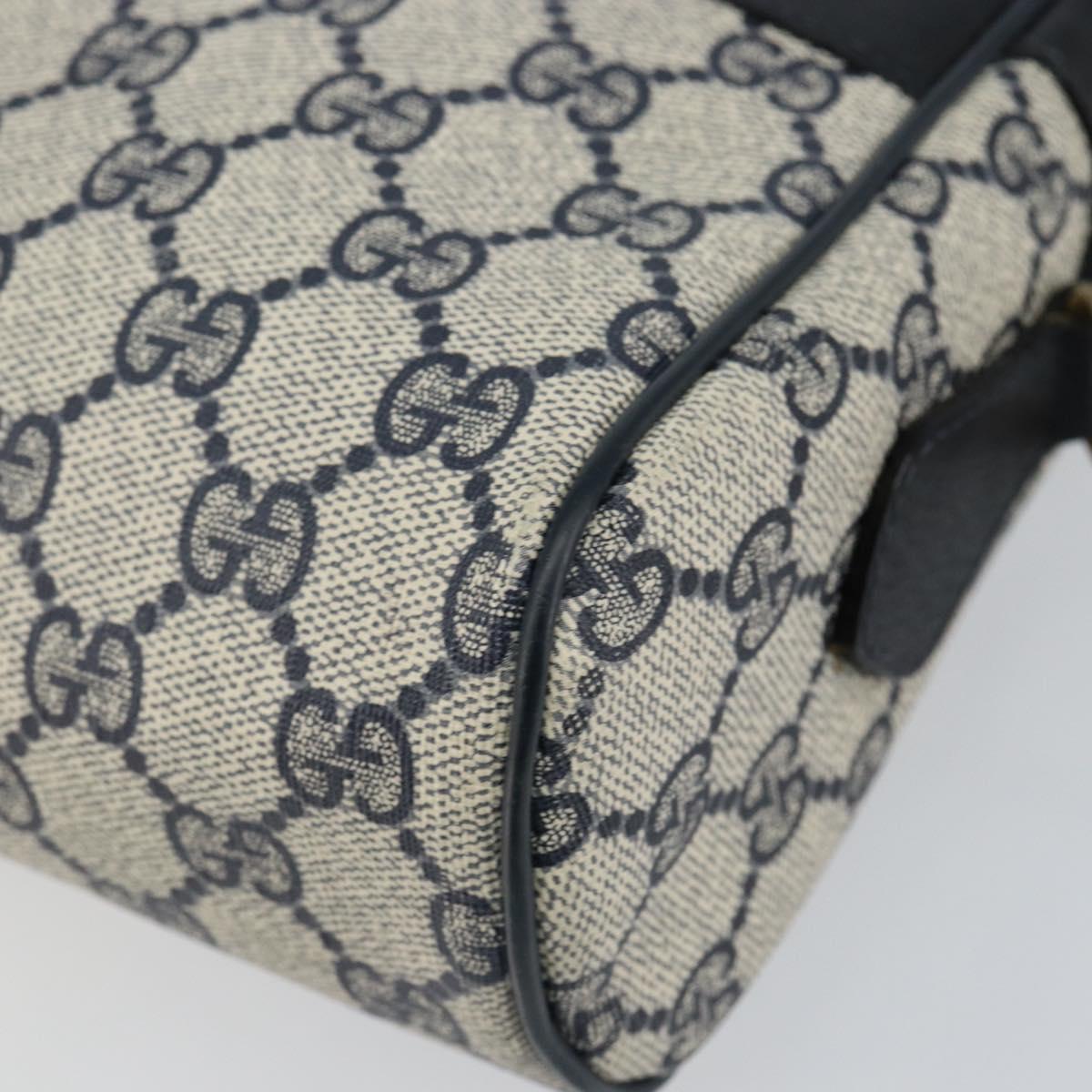 GUCCI GG Supreme Sherry Line Shoulder Bag PVC Navy Gold Auth 148163